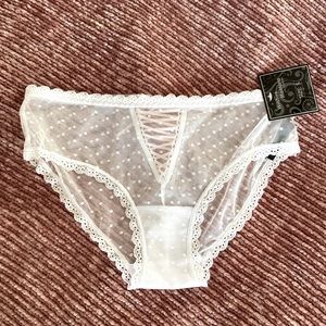 Sheer White Panties with Pink Ribbon NWT